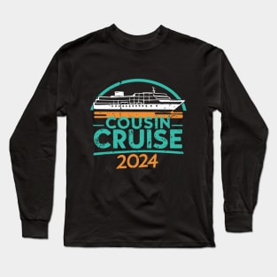 Funny Cousin Cruise 2024 Retro Family Matching Reunion Trip Long Sleeve T-Shirt